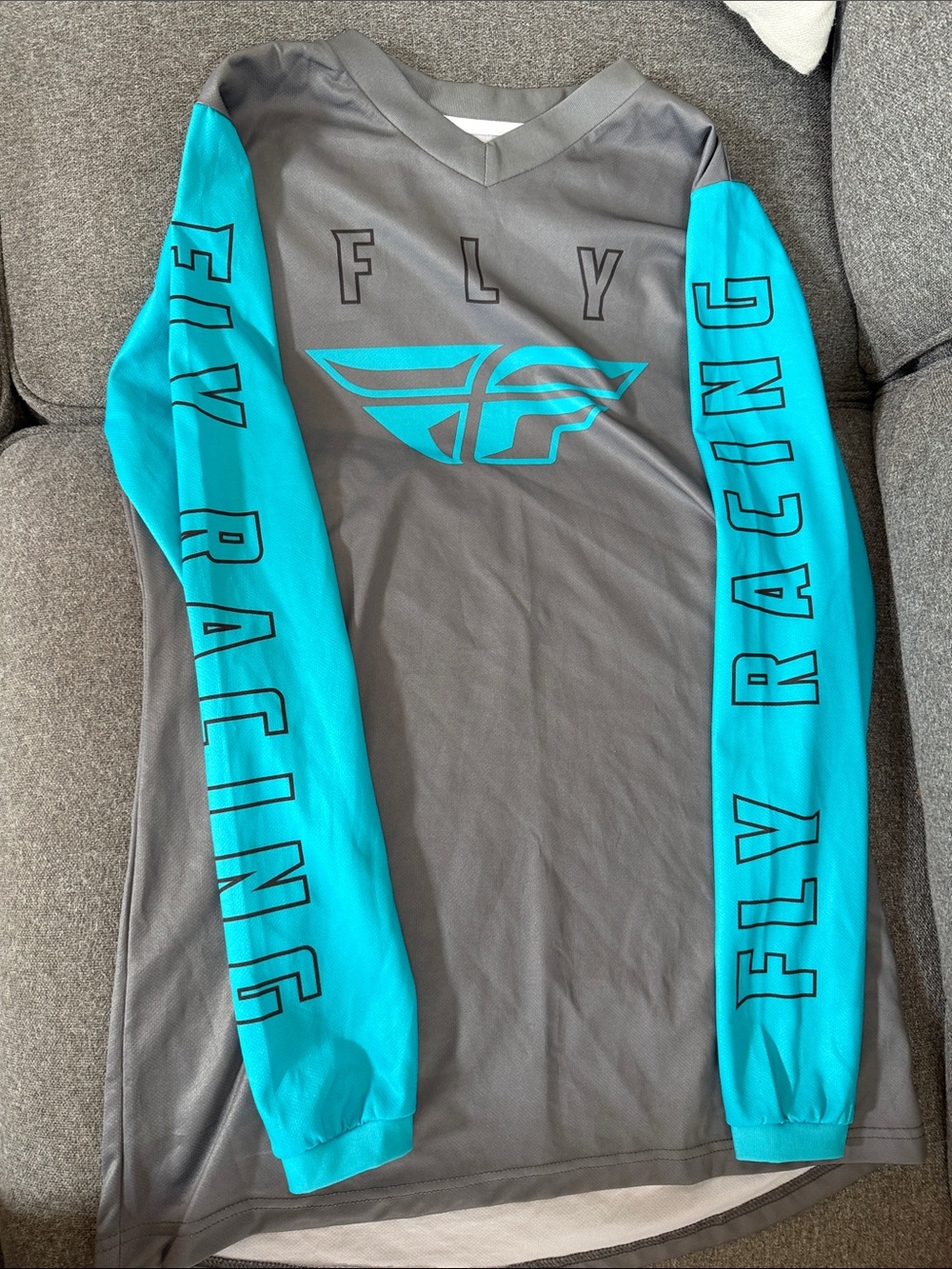 Fly Racing Women's Long-Sleeve Teal & Gray Performance Top